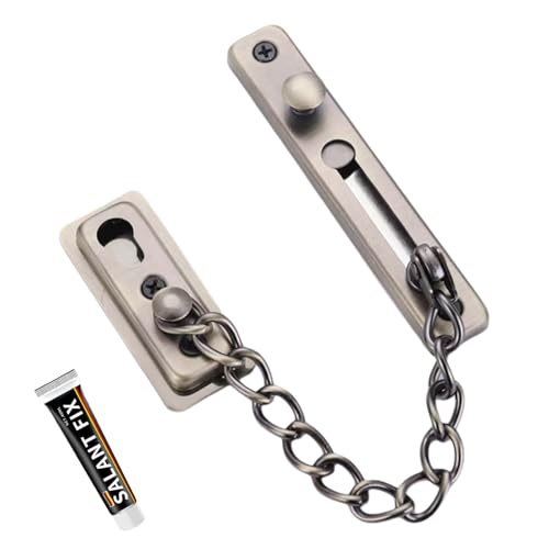 ドアチェーン 補助錠 玄関 防犯 ロック ステンレス 押しボタン式ドアガード 室内 部屋 扉 後付け セキュリティロック ガード 防犯グッズ 左右縦横使用可 ネジ付き 盗難防止 取り付け簡単 (青銅色)