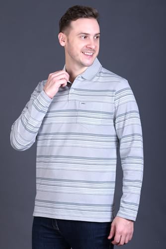 Image of Full Sleeve Polo T Shirt for Men Cotton with Pocket and Collar - Regular Fit Tshirt