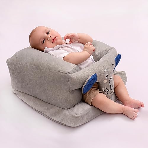 Assento Para Bebe Apoio Sofázinho Poltroninha Pelúcia Antiqueda (Elefante Orelha Azul)