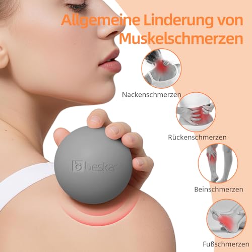 Massage Lacrosse Bälle für Myofasziale Entspannung, Triggerpunkttherapie und Yogatherapie, Fußmassageball zur Linderung von Plantarfasziitis Grau 5