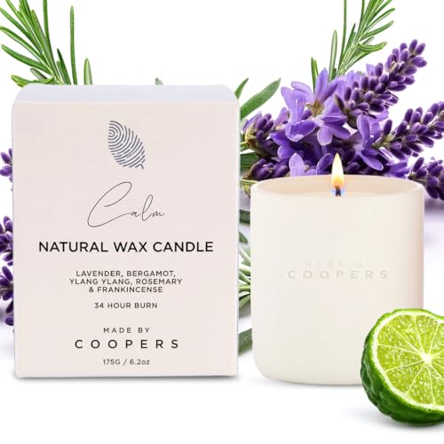 Image of Made By Coopers Natural Candle, Calm Scented Candle, Perfect Candle Gift Set Made with Aromatherapy Relaxation Blend and Essential Oils, 170g - Made By Coopers