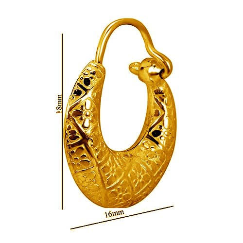 Image of SIVYAA Men's Single Piece Kaju Shape Bali Hoop Earrings | Pure 925 Silver | Size 10 mm to 16 mm | Textured Piercing Ear Ring | Bold Cool Look | Gift Item 4 Men Boys Kids | 6 Month Warranty, 1 Pcs