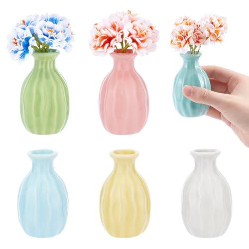 nbeads 6 Stück Blumenvase Aus Keramik, Rustikale Deko Vase Im Boho...