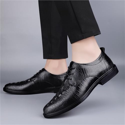 Men's Formal Shoes Dress Oxford Fashion Lace Up Wedding Plain Toe Burnished Leather Prom Slip Resistant Block Heel Anti-Slip Rubber Sole Shoe2
