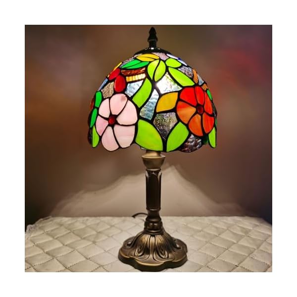 Tiffany Small Table Lamp Sunflower 3-Way Color Temperatures Stained Glass Table Lamps for Living Room,8X8X15Inch Bedroom Bedside Nightstand Night Light Home Office Desk Lamp W/LED Bulb - Image 3