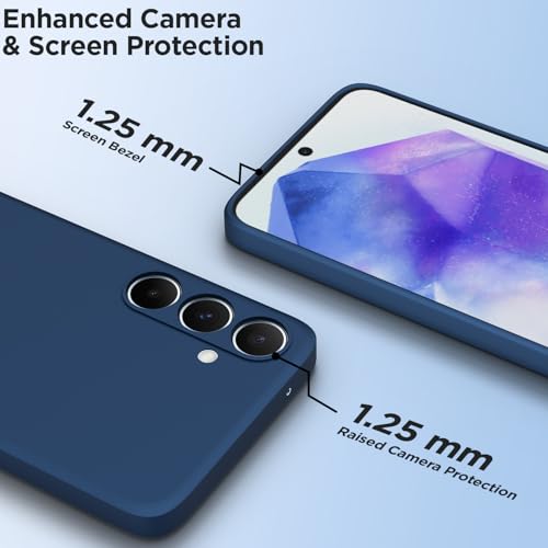 Image of Outlouders Back Cover for Samsung Galaxy A55 5G | Camera Protection | Durable Soft Matte Silicone Bumper Case (Blue)