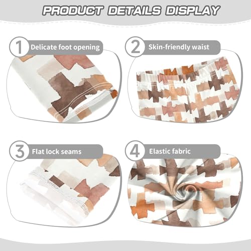 KLL Brown Houndstooth Toddler Baby Girl Athletic Leggings Stretch High Waisted Activewear Sports3