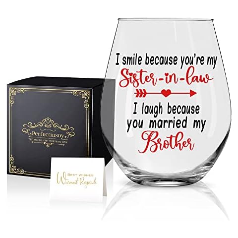 Perfectinsoy Sister Funny Wine Glass, Sister in Law Gifts for Sister in Law Women Soul Sister Big Sister Little Sister Birthday Bride Bridal Shower Engagement Party Wedding Christmas Cover