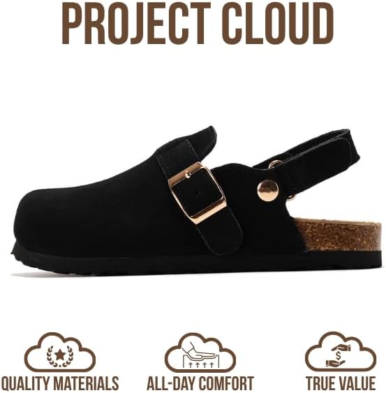 Project Cloud 100% Genuine Leather Kids Clogs with Natural Cork Footbed & Memory Foam Insole Arch Support - Non-Slip Clogs for Kids - Slippers Sandals for Boys & Girls Footwear - Image 4