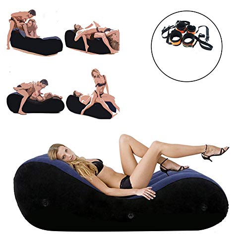 Inflatable Multifunctional Sofa, Yoga Chaise Lounge/Relax Chair, Bed Sofa with Handcuffs & Leg Cuffs, Portable Magic Cushion Ramp Body Pillow Inflatable Furniture Lounger for Couples