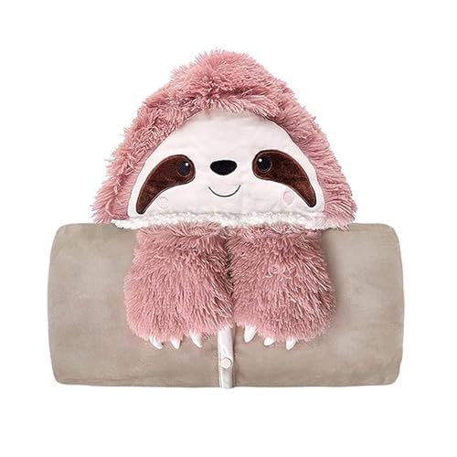 Hengrongshen Pigrizia Regalo Donna Compleanno, Portatile Coperta con Simpatiche Stampe di Animali, Coperta con Maniche Porta Piena Felicità nel Freddo Inverno