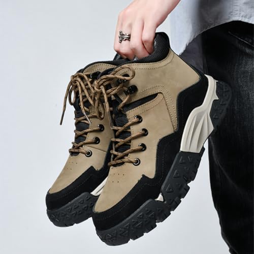 Men's Genuine Leather Anti-Collision Anti-Slip Hiking Boots Comfort Round Toe Lace-Up Platform Increase Casual Ankle Boots Outdoor Warm Fur Lined Winter Fashion Boots4