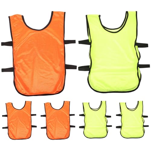 Toddmomy Chalecos Deportivos para 6 Piezas, Chaleco de Entrenamiento Fútbol y Baloncesto, Talla S, Colores Naranja y Verde Fluorescente, Petos Transpirables para Práctica y Competición