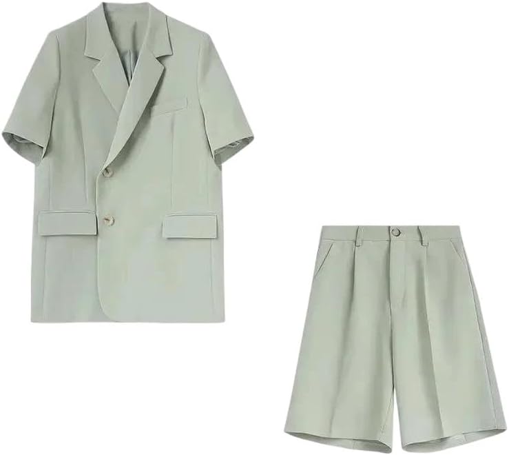 Women's Thin Short Sleeve Blazer Shorts Set Loose Casual Office Business Outfit