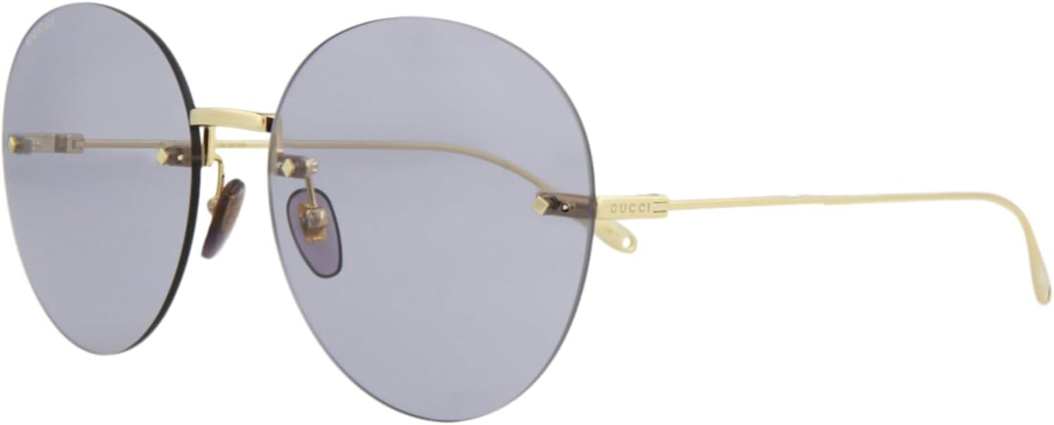 Gucci Round/Oval Sunglasses Gold Gold Violet Luxury Eyewear Made In Japan Metal Frame Designer Fashion for Everyday Luxury