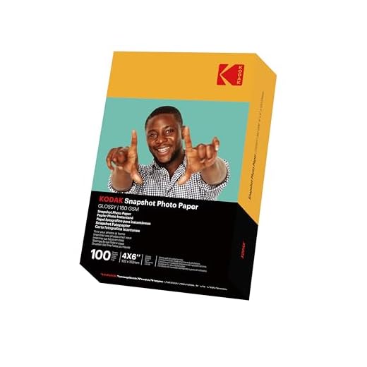 KODAK Snapshot Photo Paper - Papel Fotográfico Instantáneo, Acabado brillante, paquete de 100 hojas, tamaño 102 x 152 mm, 180 g/m², compatible con impresoras de inyección de tinta