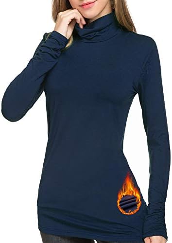 LE VONFORT Women Fleece Turtleneck Shirts Slim Fit Long Sleeve Lightweight Pullover Sweaters Sapphire Large