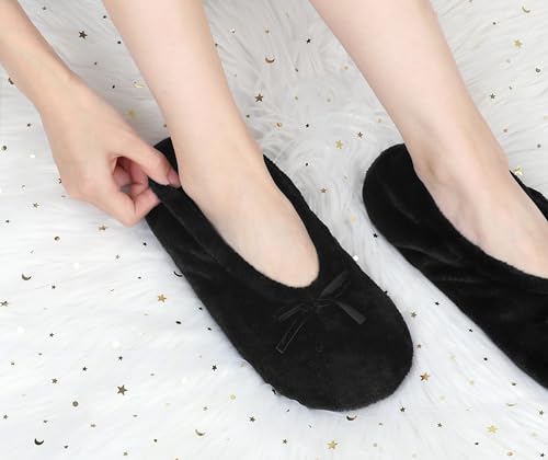 Keyela Women's Ballerina Slippers Light Weight Terry Cloth House Shoes, Foot Covering for Women, Fuzzy House Socks2