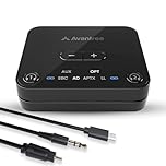 Avantree Audikast 3 - Bluetooth 5.3 Transmitter for TV with Optical or AUX Audio Output Port, aptX-Adaptive, Dual Link for 2 Headphones, and 100ft Long Range