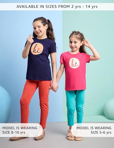 Image of Amazon Brand - Symbol Girl's Cotton Jersey Stretchable Leggings | Ankle Length | Aged 2-14 Years