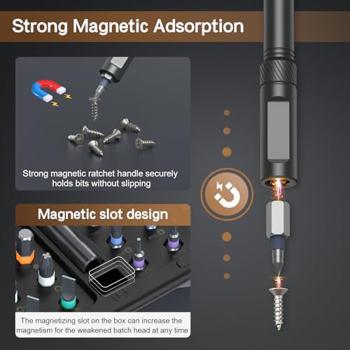Image of Bomivoi 42 in 1 Magnetic Screwdriver Set, DIY Ratchet Screwdriver Set, Multi Bit Magnetic Drive Set with Detachable Ratchet Handle, Portable Compact Repair Tool Kit for Funiture Computer Bicycle Black