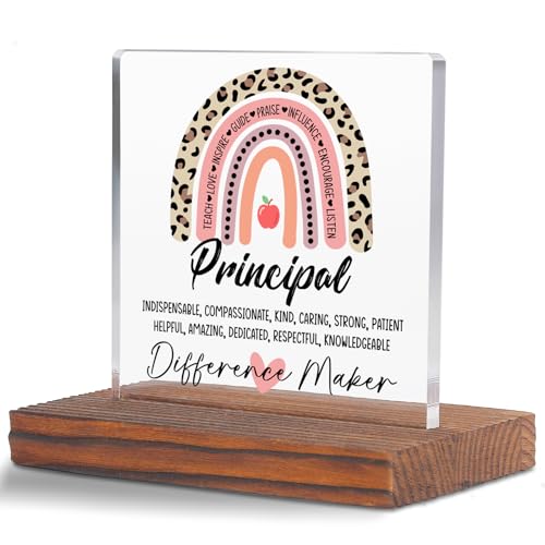 Principal Acrylic Desk Sign for Women Men, Christmas Birthday Gift for School Principal, Appreciation Office Decor for Principal’s Day, Graduation, Retirement TZ229