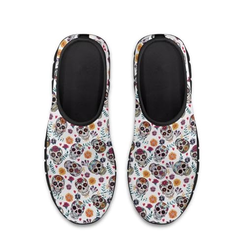 Zapatillas deportivas para hombre transpirables, ligeras, antideslizantes, soporte para el arco del pie, mocasines, viajes, camping, deportes, zapatillas de correr, Jardín de Cráneos, 45 EU