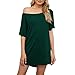 YANFANG Vestido De Camisetas con Hombros Descubiertos para Mujer Vestidos Corto Suelto Manga Corta Verano,Mini TúNica Suelta Informal Vestidos,Negro,Vino,Verde,S, M, L, XL, XXL