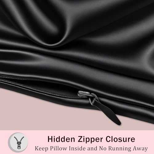 Mulberry Silk Pillow Cases 2 Pack Standard Size with Zipper, Ultra Smooth Soft Breathable Cooling Pillow Cases for Hot Sleepers, Silk Satin Pillowcase for Hair and Skin Set of 2, Gifts for Women