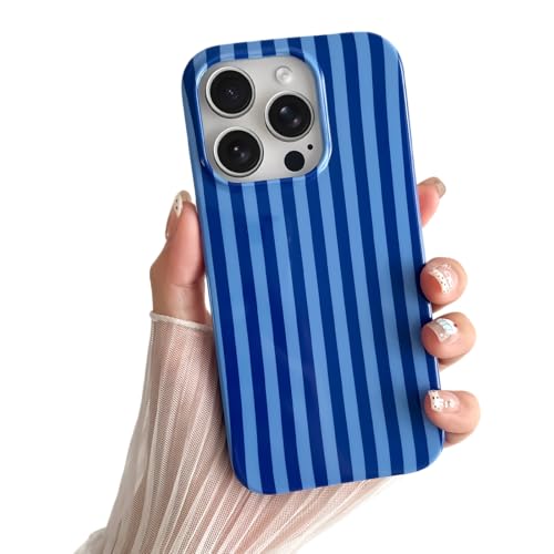 Yeddabox for iPhone 13 Pro Max Case Cute Striped Phone Case Soft TPU Slim Shockproof Phone Cover for Women Girls, Navy Blue - image 1