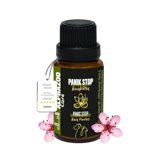alphazoo Panik-Stop Bachblüten für Hunde & Katzen 15g I Globuli gegen Panik und Angst I Natürliches Beruhigungsmittel, Blütenmischung nach Dr. Bach