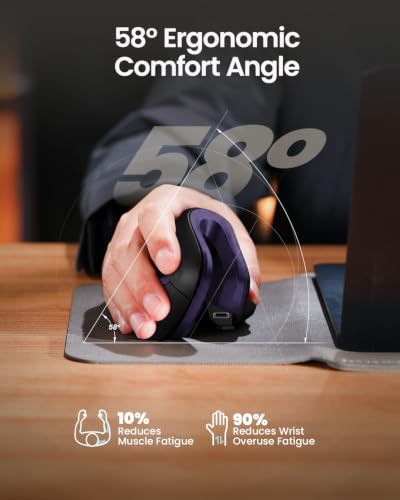 Image of ProtoArc EM11 NL Wireless Ergonomic Mouse, Rechargeable, Black Purple