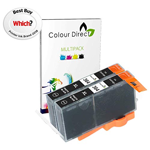 Colour Direct 2 x Photo Noir 364 XL Compatible remplacement cartouche de toner pour HP Photosmart 7510, 7520, B8550, B8553, C5380, C5383, C5390, C6300, C6380, D5460, D5463, D5468, D7560, Photosmart eStation C510, C510a, Photosmart Premium C309, C309g, C309h, C309n, C310, C310a, C309a, C309c, C410b imprimeur