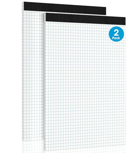 Roneky Graph Paper Pads A4 Graph Notebook 2 Pack 4x4 Quad Grid Paper 30 Sheets Engineering Paper Perforations A4 Lined Pads with Sturdy Cardboard for Drawing Designing Math Sketching