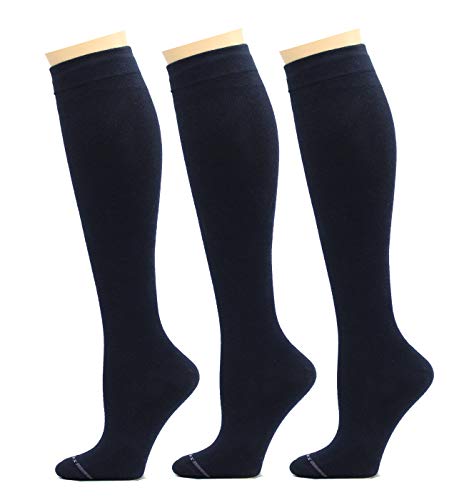 Image of REXX 3 Pairs Women's Knee-high Therapeutic Graduated Anti-Fatigue 8-15mmHg Combed Cotton Compression Socks
