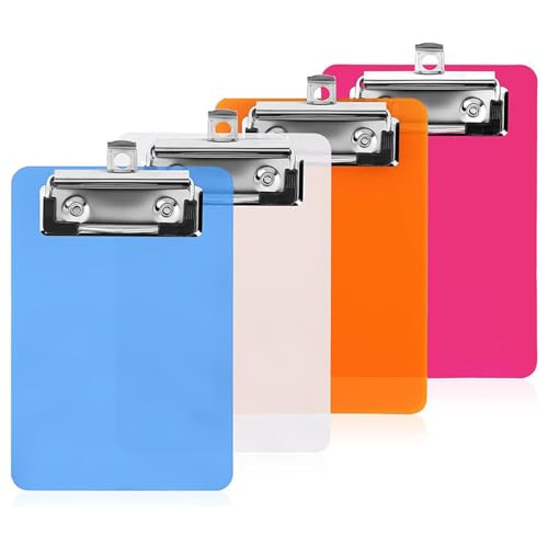 ファイルボード 紙幣ホルダー クリップボード 伝票ホルダー 携帯便利 伝票バインダー ミニサイズ 15x10cm 4枚 メモ帳用 領収書/会計票整理 ポケット プラスチック製のメッセージホルダー (1set)
