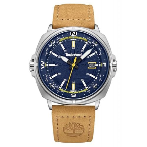 Timberland TDWGB2230803   Reloj analógico de Cuarzo para Hombre con Correa de Piel, Azul, Moderno