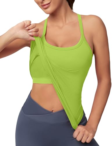 Image of MathCat Workout Tank Tops for Women with Built in Bra, Sleeveless Gym Tops Seamless Racerback Athletic Yoga Shirts