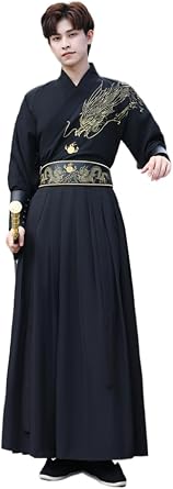 Hanfu Cloak Coat for Men Winter Warm Overcoat Faux Fur Long Cape Traditional Vintage Dynasty Han Costumes