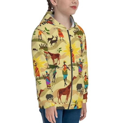 Ethnic African Kids Pullover Hoodies Boys Zip Up Sweatshirts Girls Athletic Clothes with Pocket4