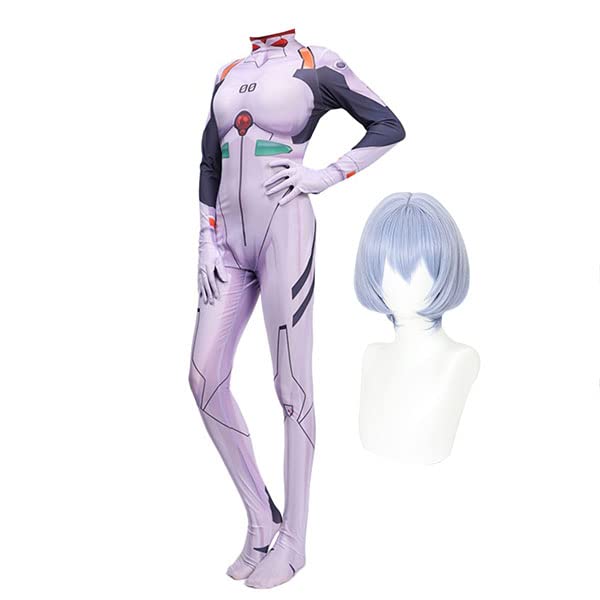 Zhongkaihua Ayanami Rei Cosplay Costume Bodysuit Jumpsuit Battle Uniform Outfit Hair Accessory Halloween Carnival Fency Dress
