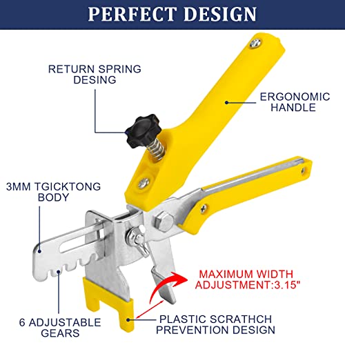 Baumfeuer Tile Leveling System With Plier And Rubber Mallet, 1000-Piece Spacers Clips 200-Piece Reusable Wedges, Leveler Tool Set For Stone Installation (1/16 Inch Spacers) #TOP4