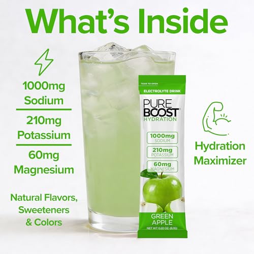 Image of Pureboost Sugar-Free Electrolyte Hydration Packets, Green Apple 14ct