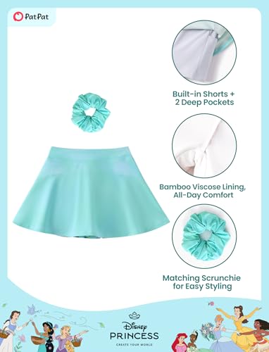 Image of Disney Stitch丨Frozen丨Princess丨Minnie Mouse Girls Skirts Inner Pocket Shorts + Scrunchie Athletic Golf Tennis Skorts 2-9Y