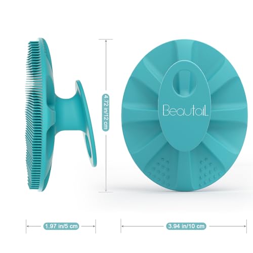 Image of Silicone Body Scrubber Shower Bath Wash Brush Gentle Exfoliating Scrub Cleansing Loofah for Women Men Baby Sensitive Skin, Easy to Clean, Lather Nicely, More Hygienic, 1 Pack, Cyan