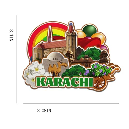 Imán decorativo de madera artesanal Karachi Pakistan miniatura 3