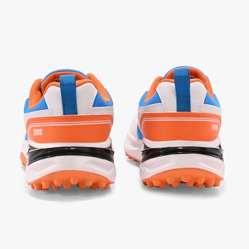 Image of DNINE Blaster Men, Rubber Studs, Cricket Shoes, Sun Orange /Diva | Blue /White | White /Red