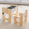 Kids table and chair set with storage chalkboard height adjustable toddler chair montessori art table and chair set natural wooden activity table drawing dinner desk for baby toddlers 1  urban country home decor