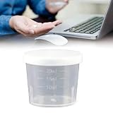 20ml Plastic Medicine Cups with Lid,Transparent Measuring Cup Test Calibration Liquid Container Measuring Tool,Transparent Reusable Graduated Cups,Measure Container for Mixed Pills