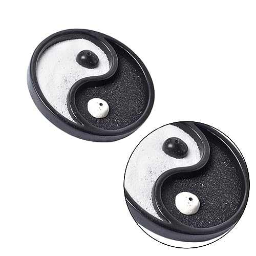 BIUDECO Trigram Table Resin Crafts Black Sand Home Ornament Zen Decor for Household Decorations